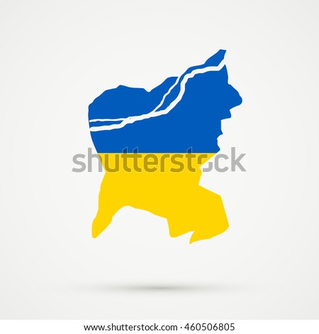 Map of municipality Aarau, Aarau district, canton (country subdivision) of Aargau, Switzerland in Ukraine flag colors