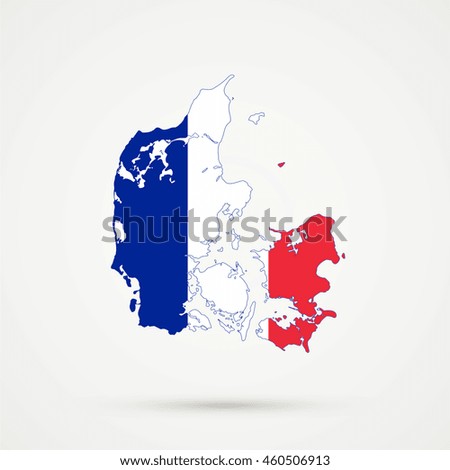 Map of Denmark in France flag colors