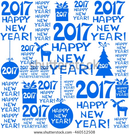 2017 Happy New Year!  Blue pattern. vector illustration