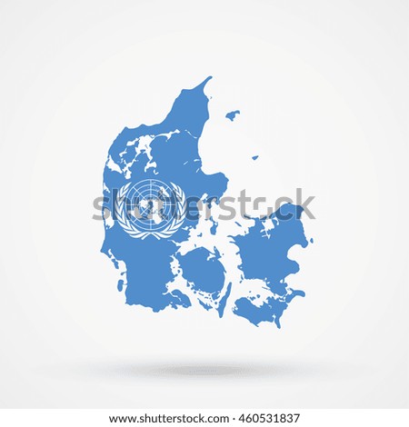 Map of Denmark in United Nations flag colors
