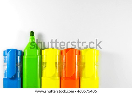 Colored highlighters set isolated on white background.