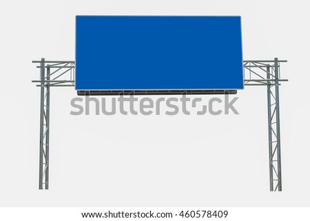 Blank Blue Road Sign - Pair of roadsigns in blue color isolated on white background