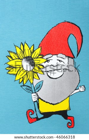 Happy gnome with flower, spring preview