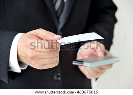 Business situation, exchanging business card Royalty-Free Stock Photo #460675015