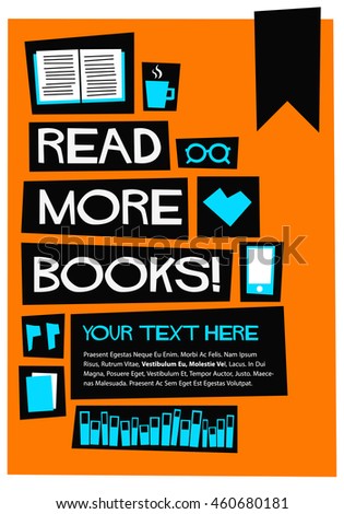 Read more books! (Flat Style Vector Illustration Book Quote Poster Design)