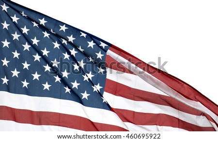 American flag isolated white background