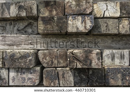 stack of old railroad sleepers