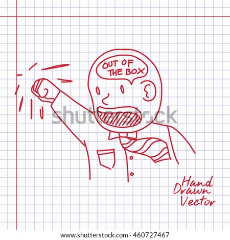 People Think out of the Box Sketch Illustration. Vector Eps. 10
