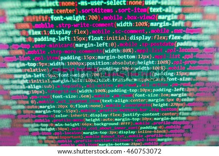  Binary digits code editing. Writing programming code on laptop. Software engineer at work. Server logs analysis. New technology revolution. Abstract source code background. 
