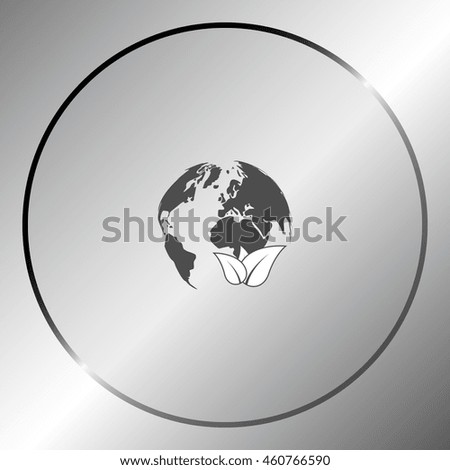 Flat paper cut style icon of eco planet. Vector illustration