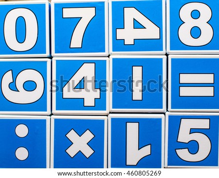Blue cubes with numbers