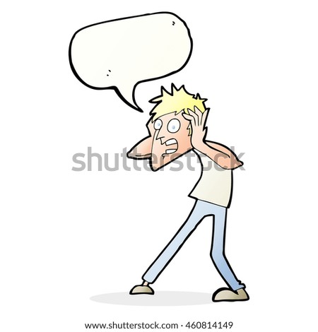 cartoon man panicking with speech bubble