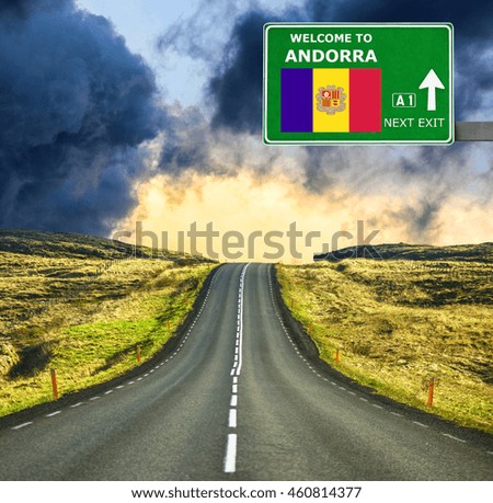 Andorra road sign against clear blue sky