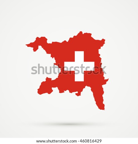 Map of canton (country subdivision) of Aargau, Switzerland in Switzerland flag colors