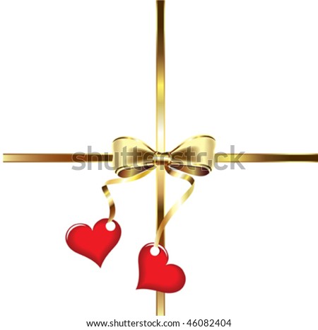 Gold  ribbon and red heart