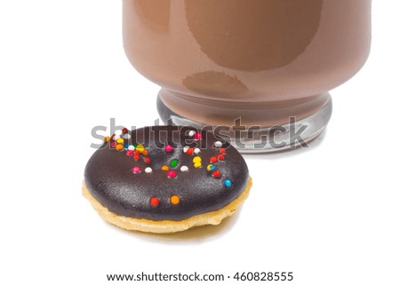 Donuts and coffee cup isolated on white