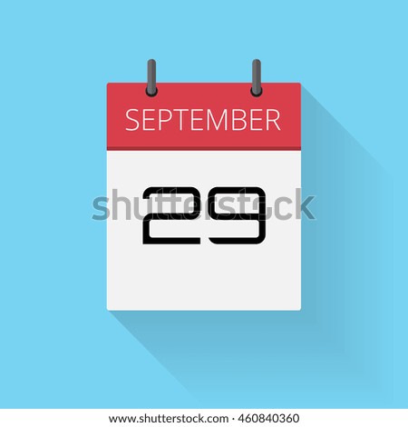 September 29Daily calendar icon, Date and time, day, month, Holiday, Flat designed Vector Illustration