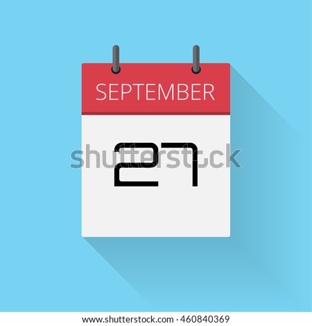 September 27, Daily calendar icon, Date and time, day, month, Holiday, Flat designed Vector Illustration