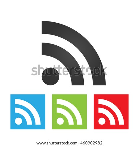RSS icon. Simple logo of RSS sign on white background. Flat vector illustration.