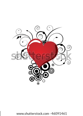 valentines card with red heart - vector