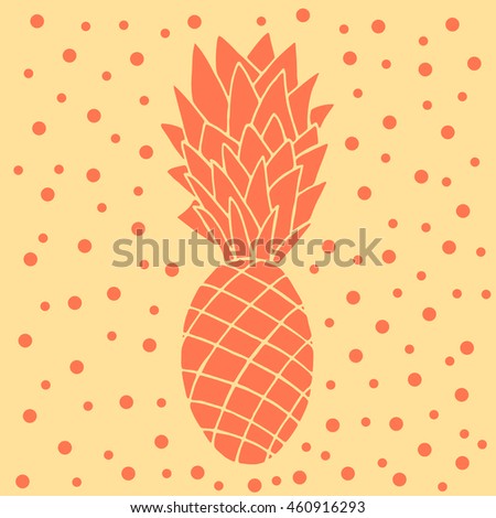 Pineapple illustration, typography, t-shirt graphics. Isolated ananas. Vector illustration.