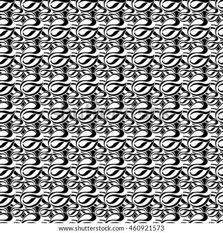 Seamless creative hand-drawn pattern of abstract smooth elements in black and white colors. Vector illustration. 