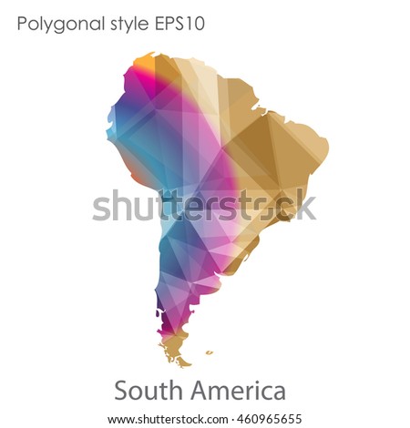 South America map in geometric polygonal style.Abstract gems triangle,modern design background.Vector Illustration EPS10.
