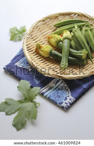 zucchini placed on a bamboo sieve