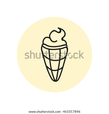 wafer style ice cream cone. Vector hand drawn illustration