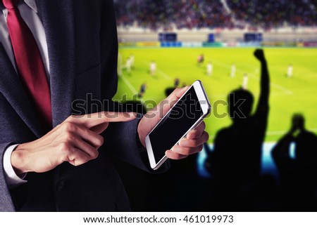 watching football sport game on mobile