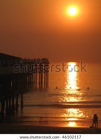 beach sunset at the pier