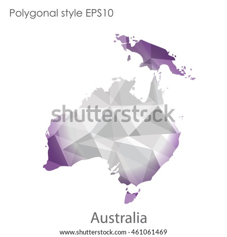 Australia continent map in geometric polygonal style.Abstract triangle,modern design background.Vector illustration EPS10