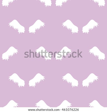 Seamless pattern with angel, wings, butterfly, human face, elements on a pale pink background