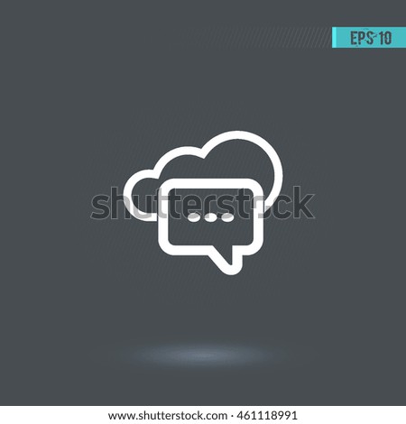 Chat vector icon. Cloud pictogram. Graphic symbol for web design, logo. White glyph on a gray background. Isolated sign.