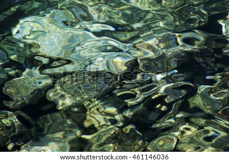 Patterns of reflected sunlight on the turquoise Ionian Sea, Assos Bay, Kefalonia, Greece. Amazing patterns formed on the surface of the sun-dappled Ionian Sea in Kefalonia.