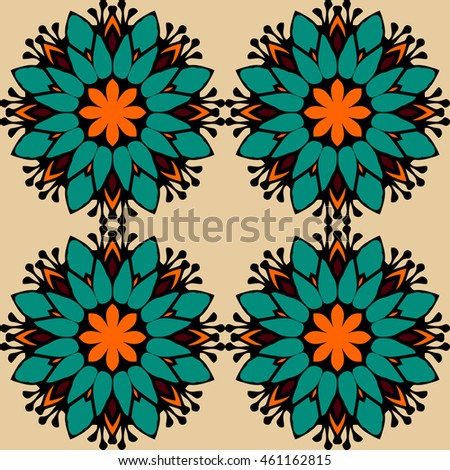 Seamless vector pattern graphics flowers. Ornament in east style. It can be used for packaging, invitations, postcard holiday, fabrics and textiles, etc.