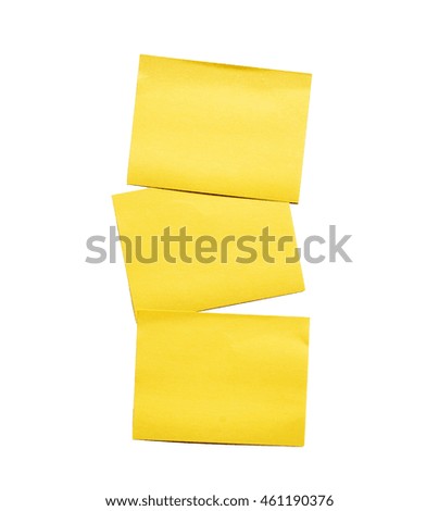 yellow stick note pad  isolated on white background. with clipping path