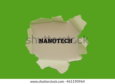 Nanotech word written under torn paper.