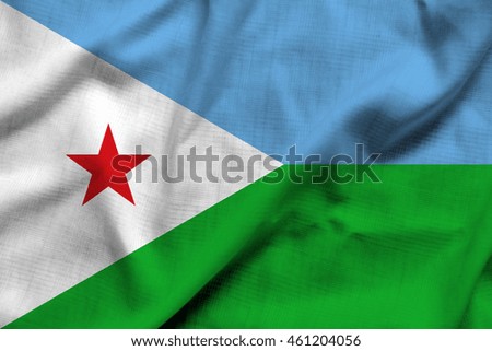 Flag of Republic of Djibouti in silk background