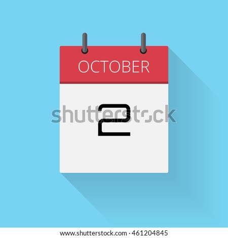 October 2, Daily calendar icon, Date and time, day, month, Holiday, Flat designed Vector Illustration