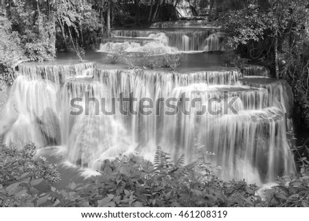Black and White, Beauty Waterfall in deep forest national park of Thailand
