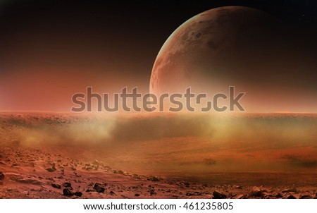 View of Mars from Phobos. Elements of this image furnished by NASA Royalty-Free Stock Photo #461235805