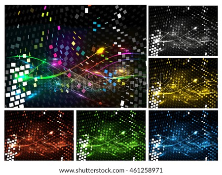 Set of abstract wave line background, vector illustration