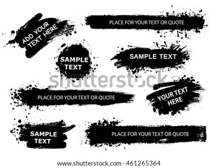 Set of Splatter Hand Drawn Paint Texture . Black Spray Blot of Ink and brush strokes. Place for text. Artistic banner.