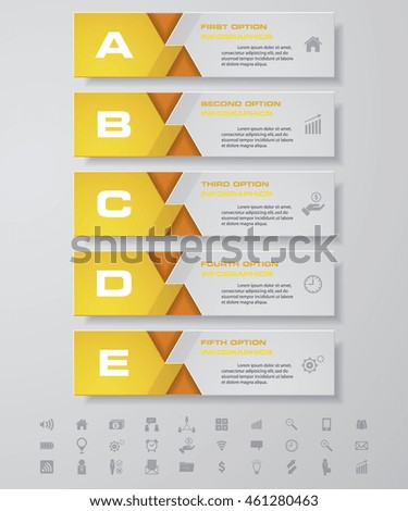 Design clean number banners template/graphic or website layout. with set of business icons.