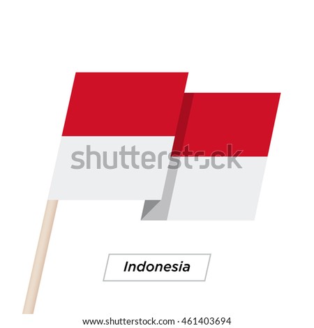 Indonesia Ribbon Waving Flag Isolated on White. Vector Illustration. Indonesia Flag with Sharp Corners