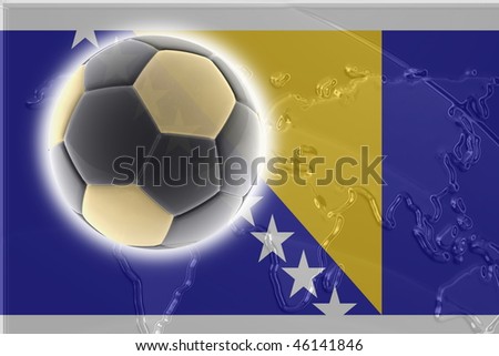 Flag of Bosnia Hertzigovina, national country symbol illustration sports soccer football