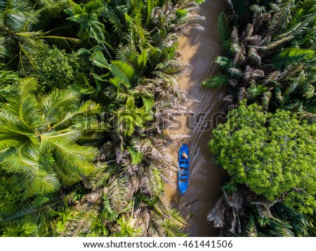 Mekong delta landscape from above 