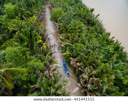 Mekong delta landscape from above 