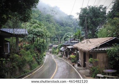 Small village in rain forest,